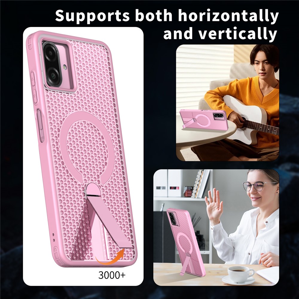 Samsung Galaxy A07 - Magnetic Kickstand Grid Pink — estuche (foto 6 de 6)