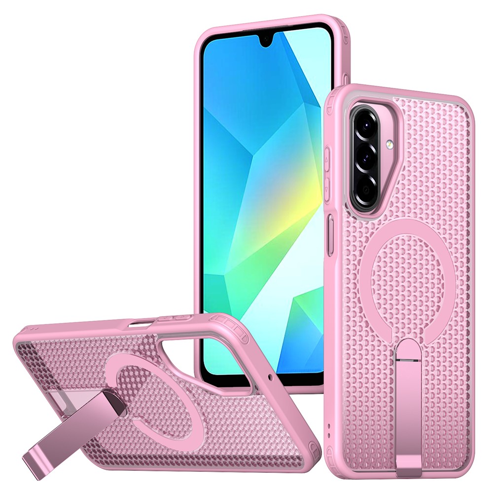 Samsung Galaxy A17 - Magnetic Kickstand Grid Pink — estuche