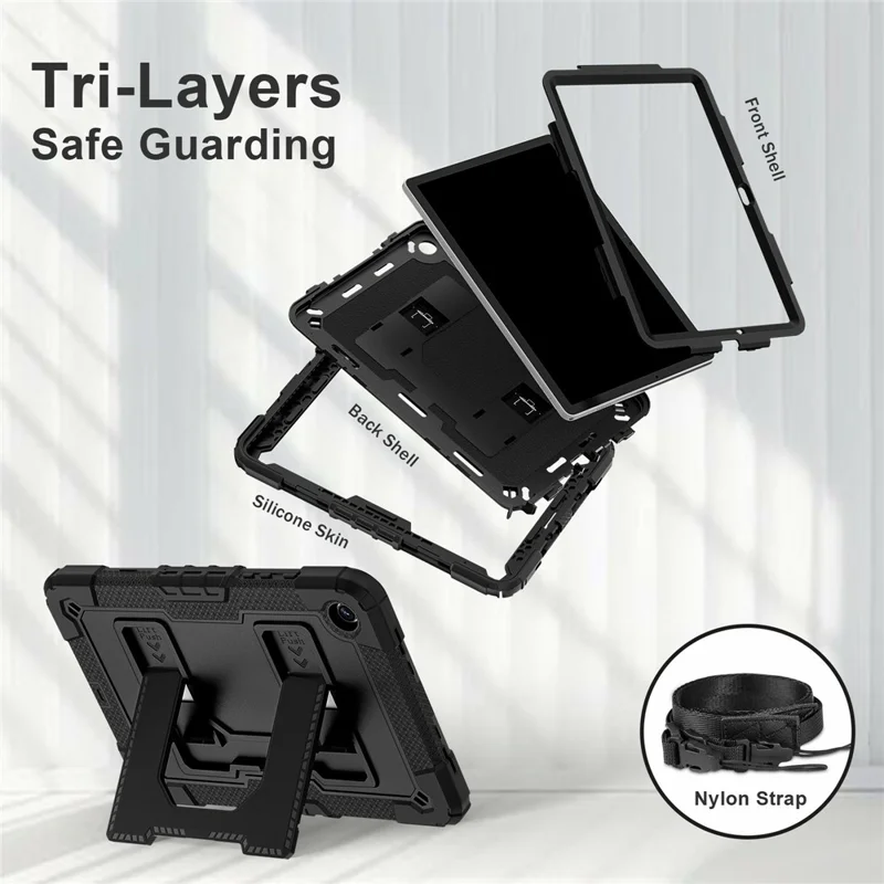Samsung Galaxy Tab A9/A11 Plus - Shockproof With Handle Strap Black — estuche (foto 3 de 6)