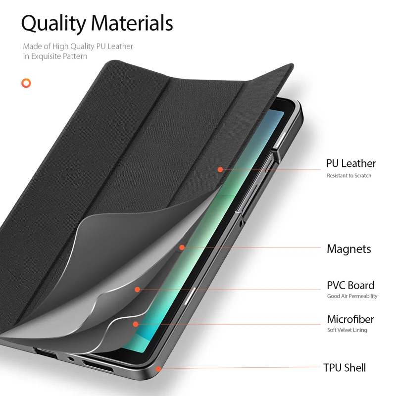 Samsung Galaxy Tab A9/A11 - DUX DUCIS Domo Series Black — estuche (foto 6 de 6)