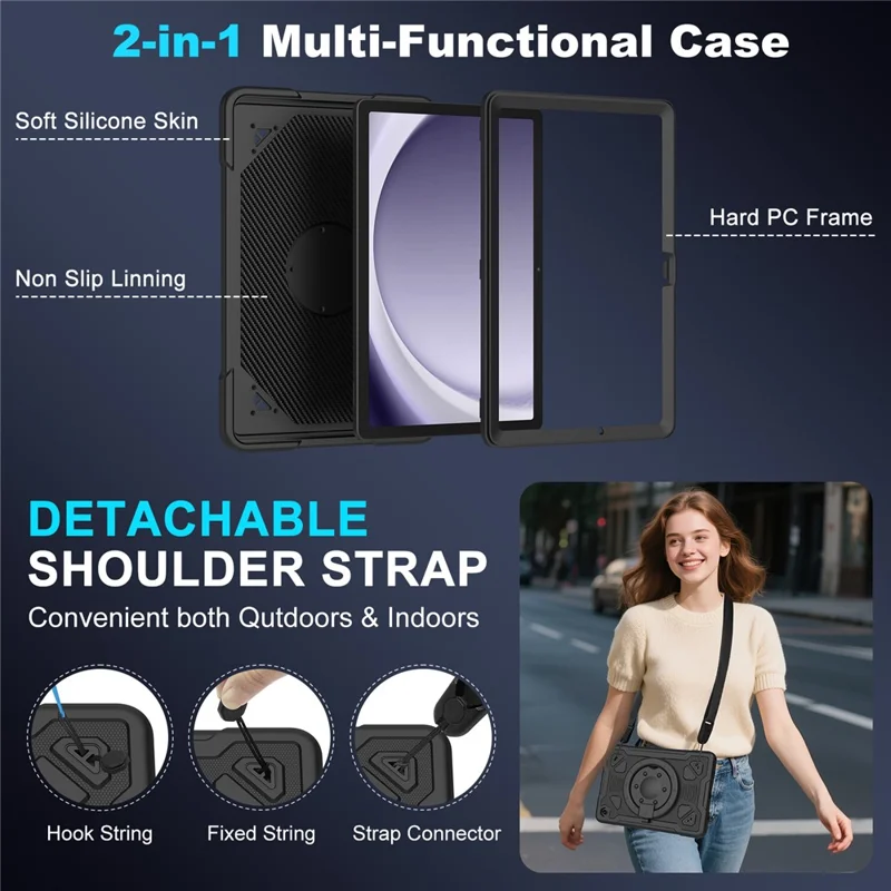 Samsung Galaxy Tab A9/A11 - Shockproof With Handle Strap Black — estuche (foto 3 de 6)