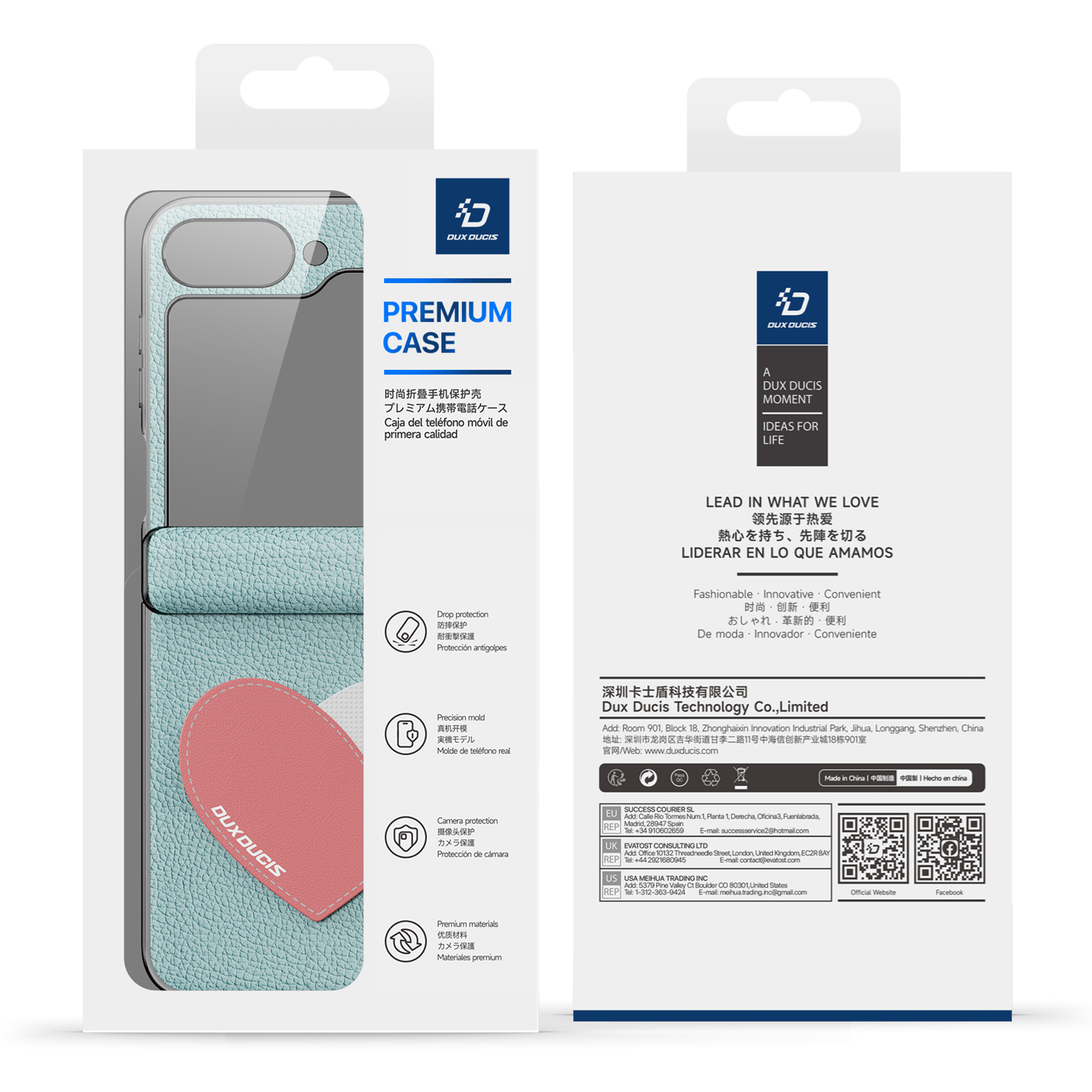 Samsung Galaxy Z Flip 7 FE - DUX DUCIS Luvy Series Blue Heart — estuche (foto 2 de 6)