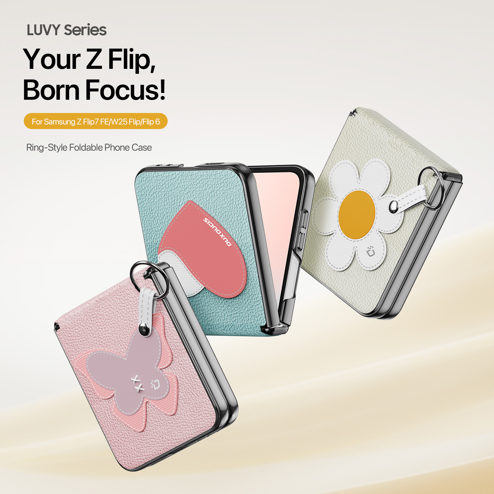 Samsung Galaxy Z Flip 7 FE - DUX DUCIS Luvy Series Blue Heart — estuche (foto 5 de 6)