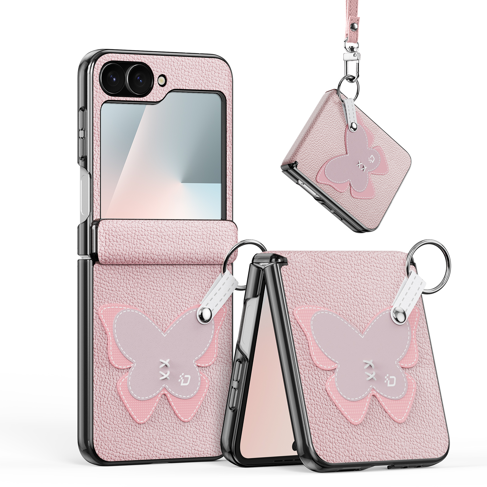 Samsung Galaxy Z Flip 7 FE - DUX DUCIS Luvy Series Light Pink Butterfly — estuche