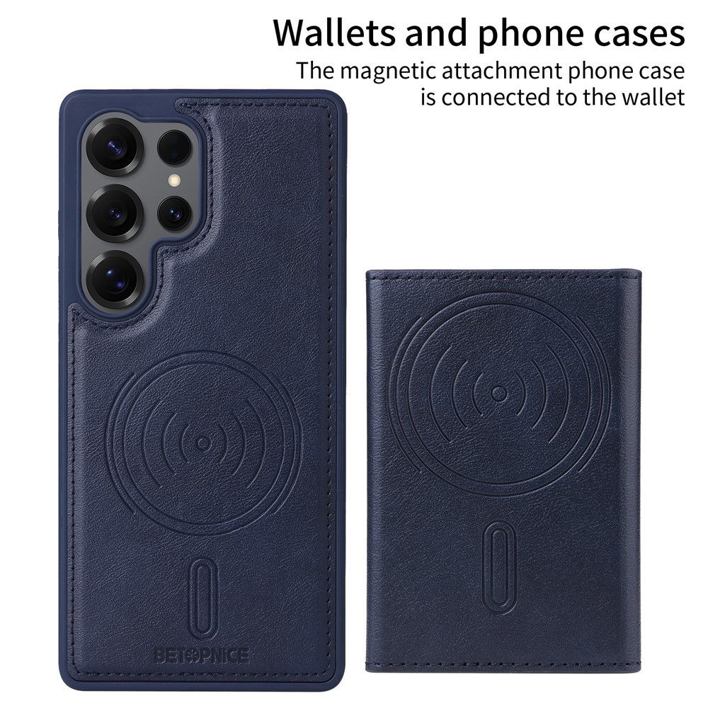 Samsung Galaxy S25 Ultra - BETOPNICE Case Leather With Wallet Blue — estuche (foto 4 de 6)