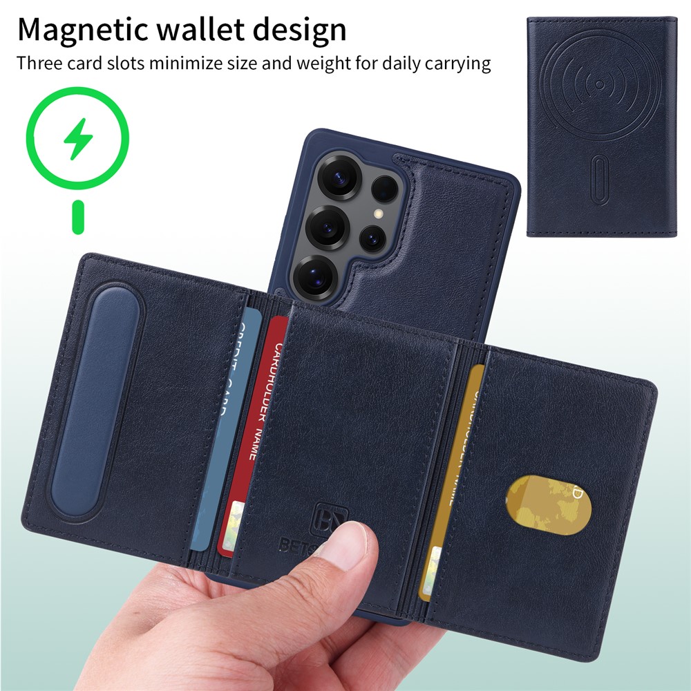 Samsung Galaxy S25 Ultra - BETOPNICE Case Leather With Wallet Blue — estuche (foto 5 de 6)