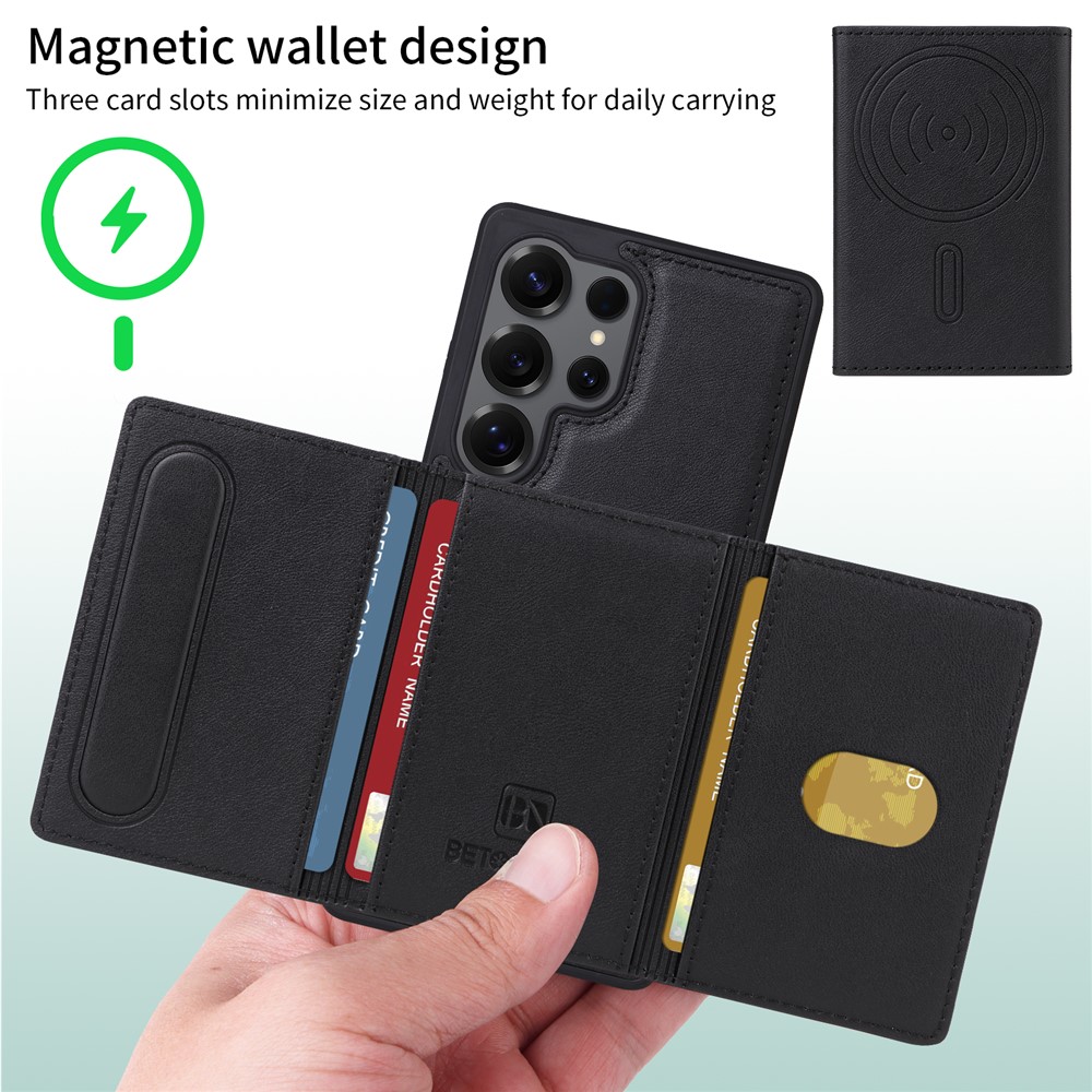 Samsung Galaxy S25 Ultra - BETOPNICE Case Leather With Wallet Black — estuche (foto 5 de 6)