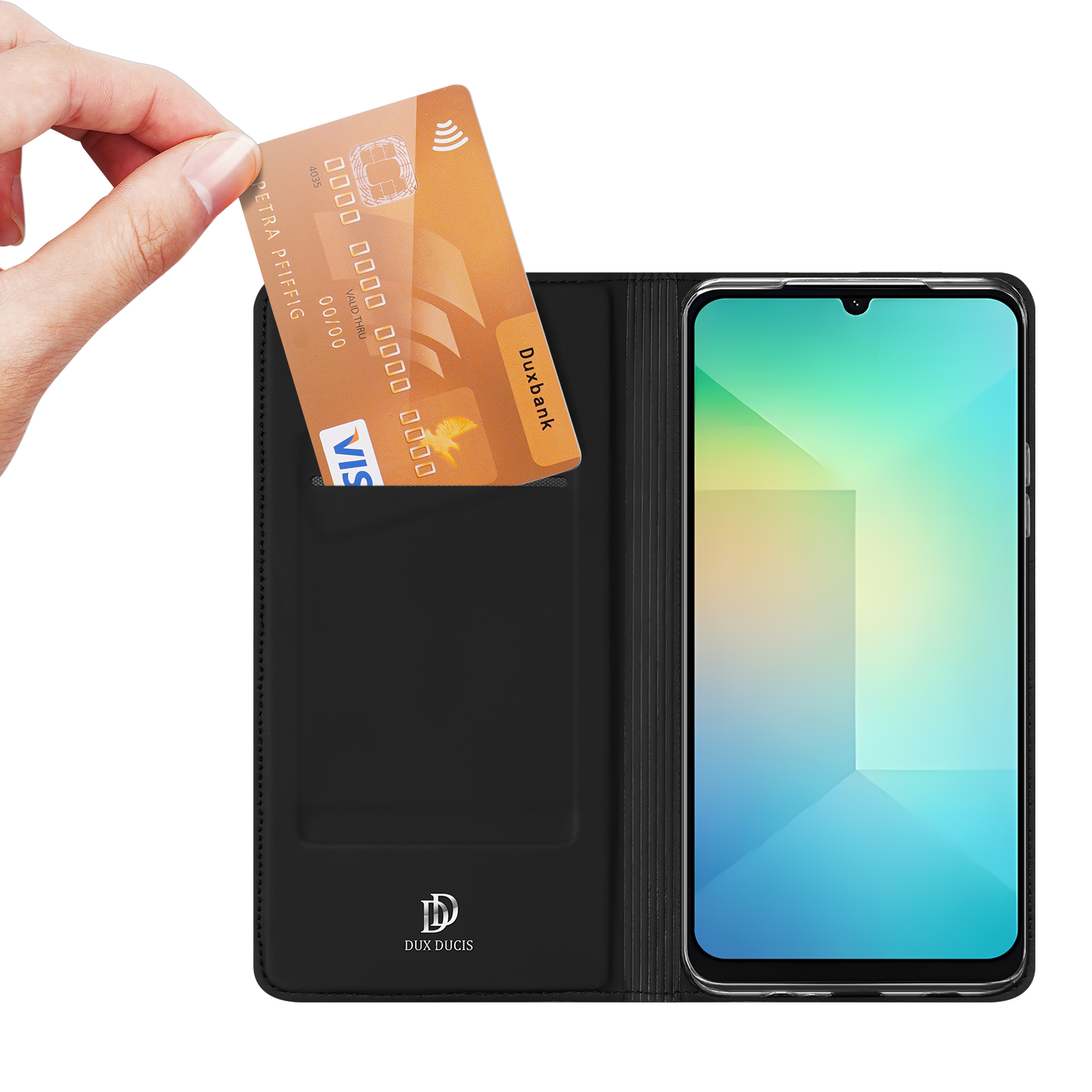 Samsung Galaxy A07 - DUX DUCIS Skin Pro Series Leather Black — estuche (foto 4 de 6)