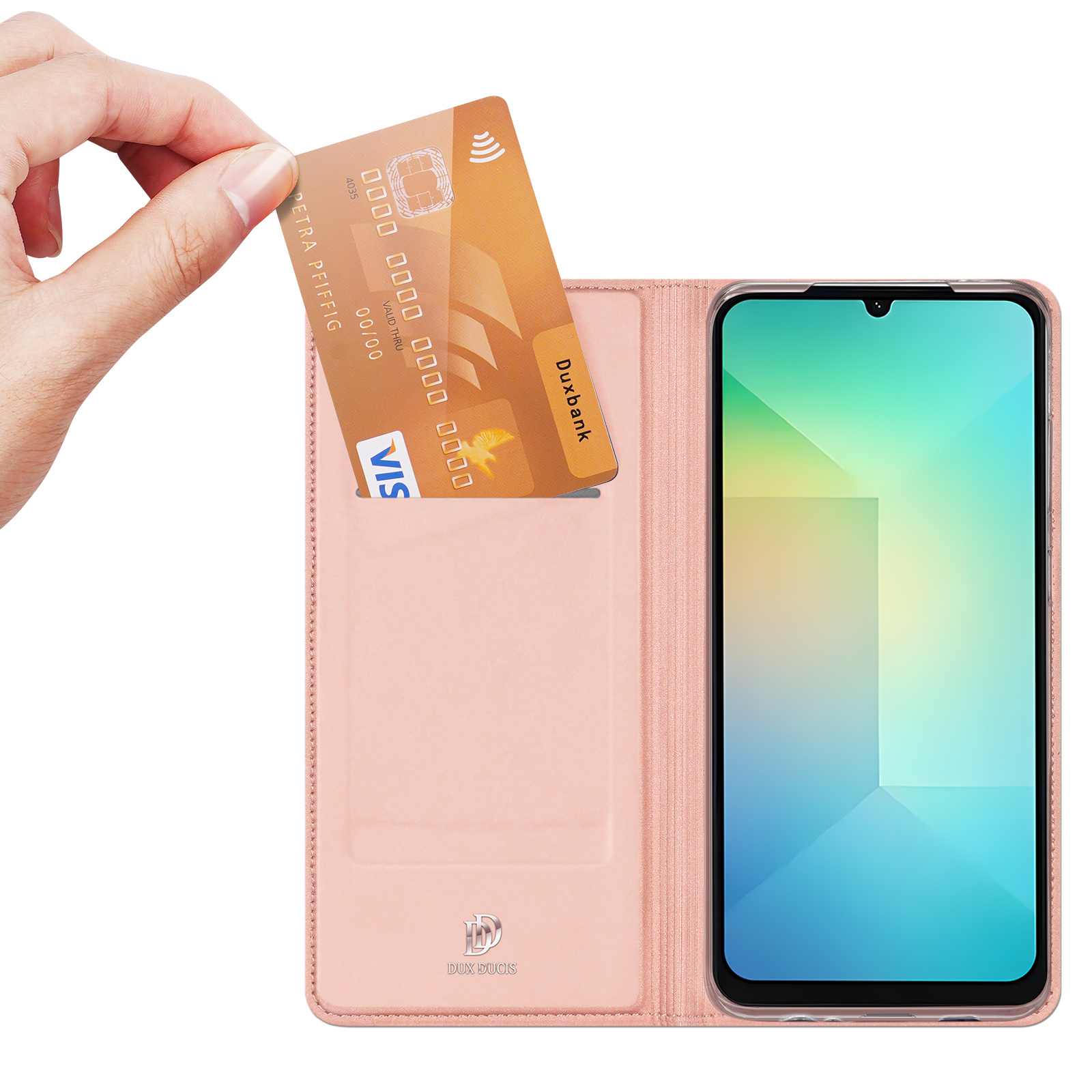 Samsung Galaxy A07 - DUX DUCIS Skin Pro Series Leather Pink — estuche (foto 4 de 6)
